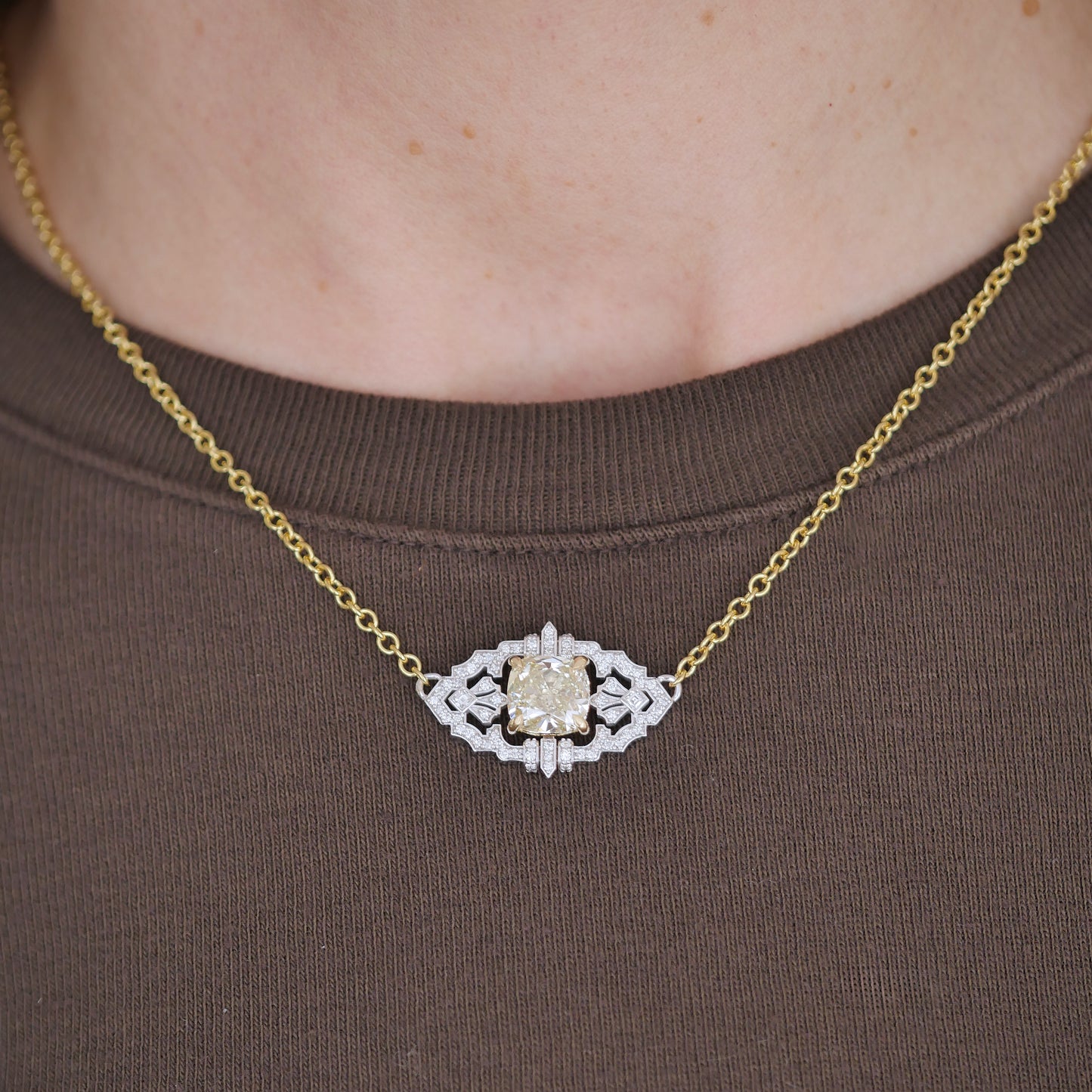Custom Art Deco Diamond Pendant