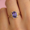 Split Shank Purple Emerald Cut Sapphire Solitaire