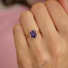 Split Shank Purple Emerald Cut Sapphire Solitaire