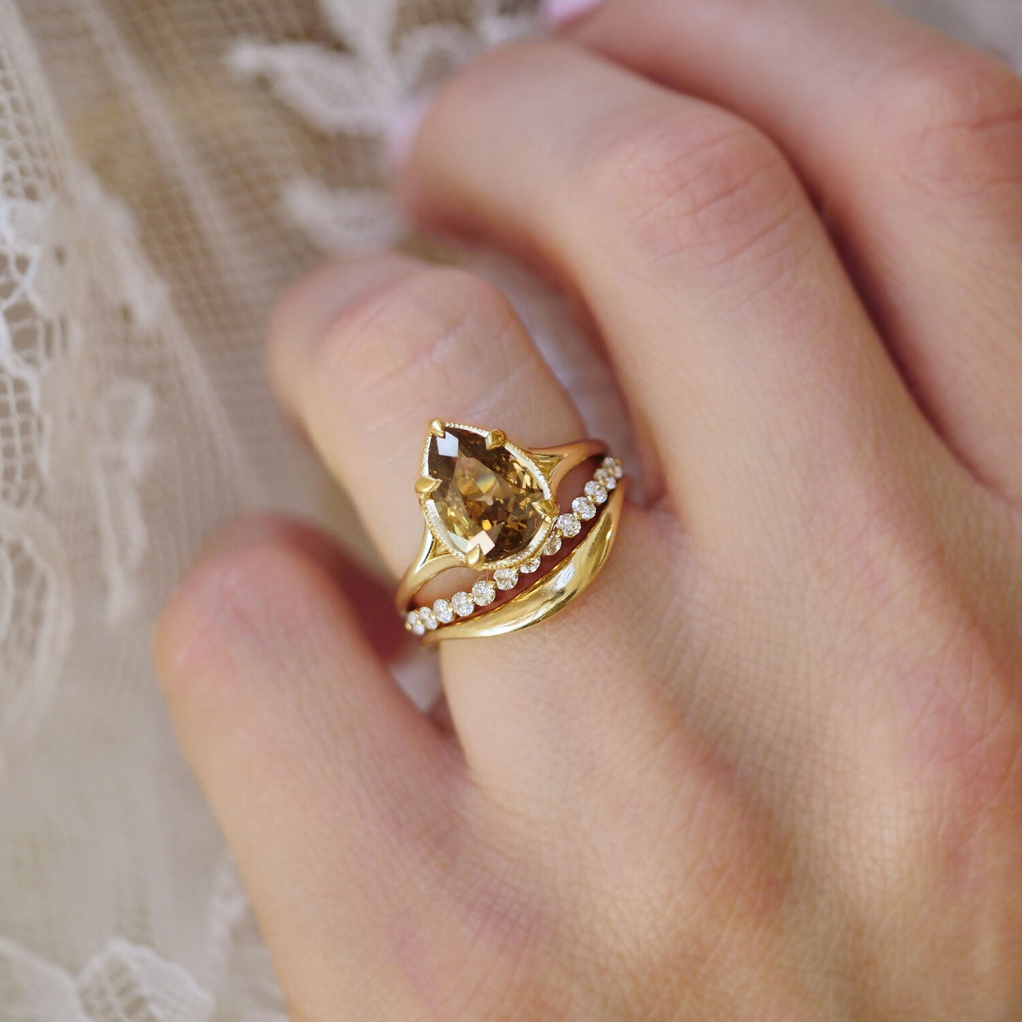 Split Shank Chocolate Pear Diamond Solitaire