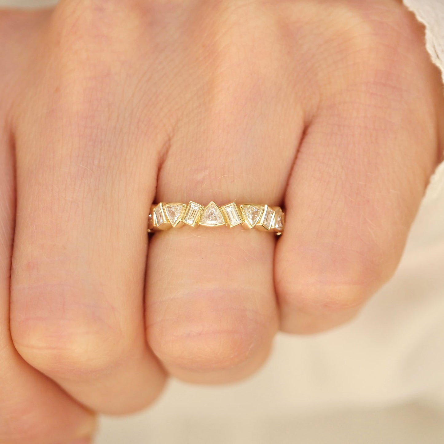 Custom Trillion & Baguette Bezel Diamond Mosaic Band