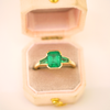 Emerald Bezel Trio Engagement Ring