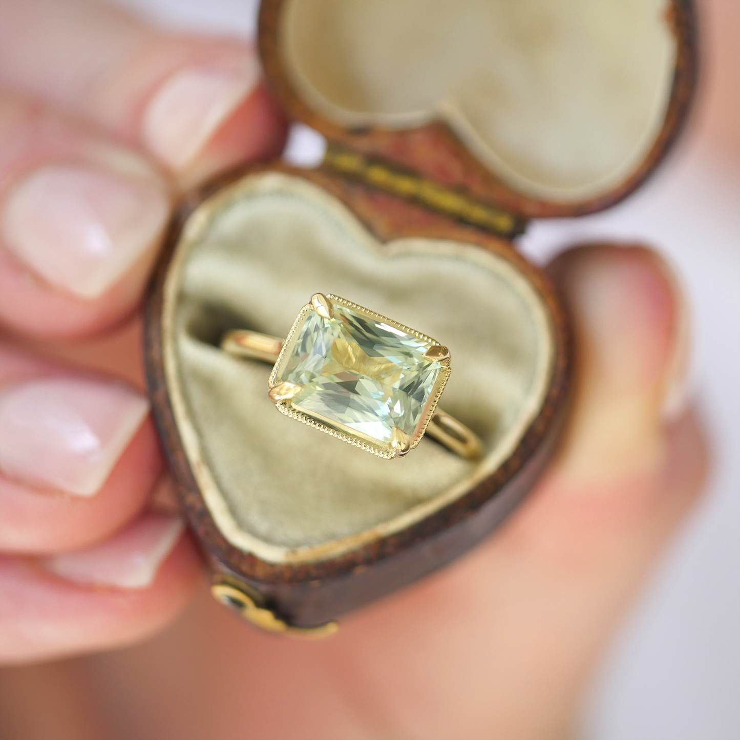 Split Shank Green Radiant Solitaire