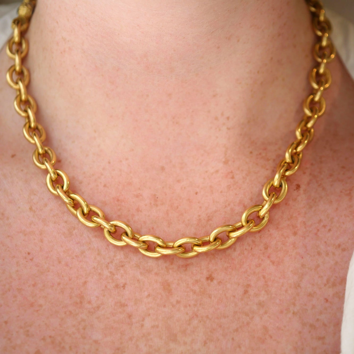 Vintage Gold, Ruby and Sapphire Link Necklace