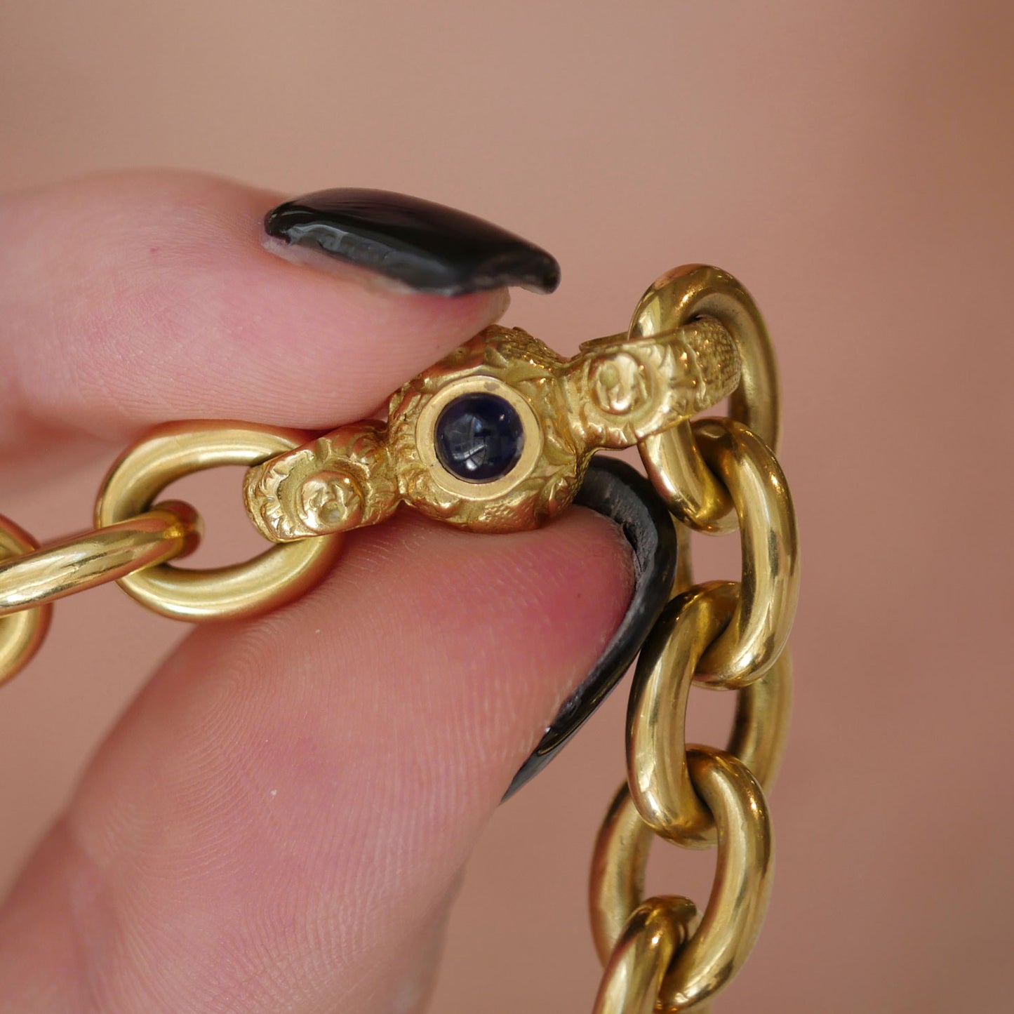 Vintage Gold, Ruby and Sapphire Link Necklace