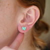 Asscher Cut Apatite Stud Earrings
