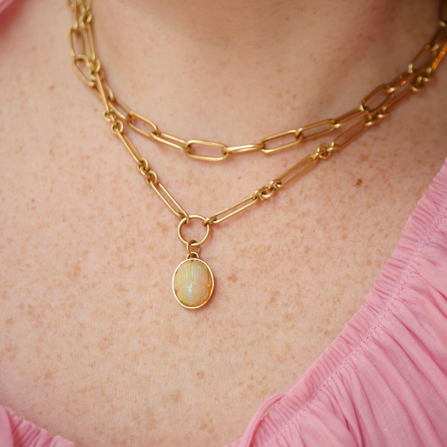 14K Gold Paperclip Link Necklace