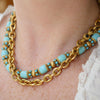 Vintage Gold, Ruby and Sapphire Link Necklace