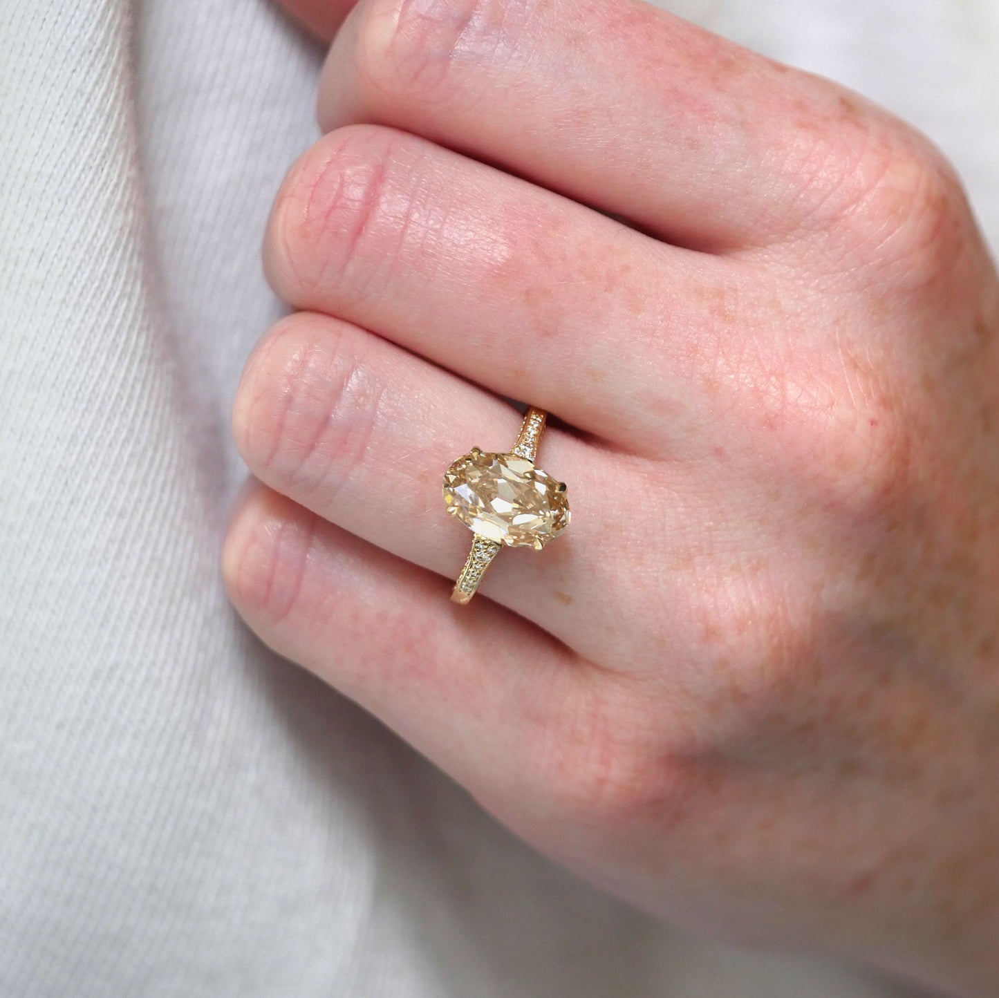 Starfall Champagne Old European Oval Diamond Ring