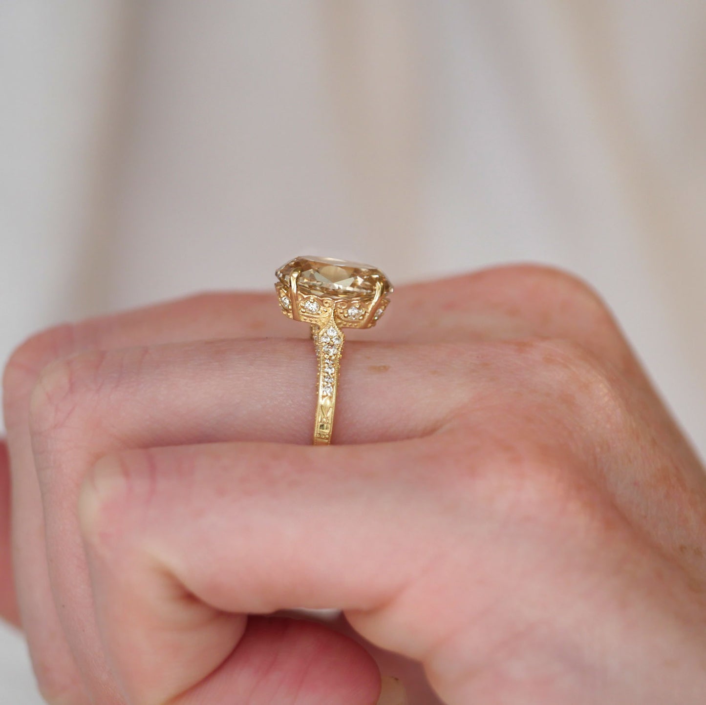 Starfall Champagne Old European Oval Diamond Ring
