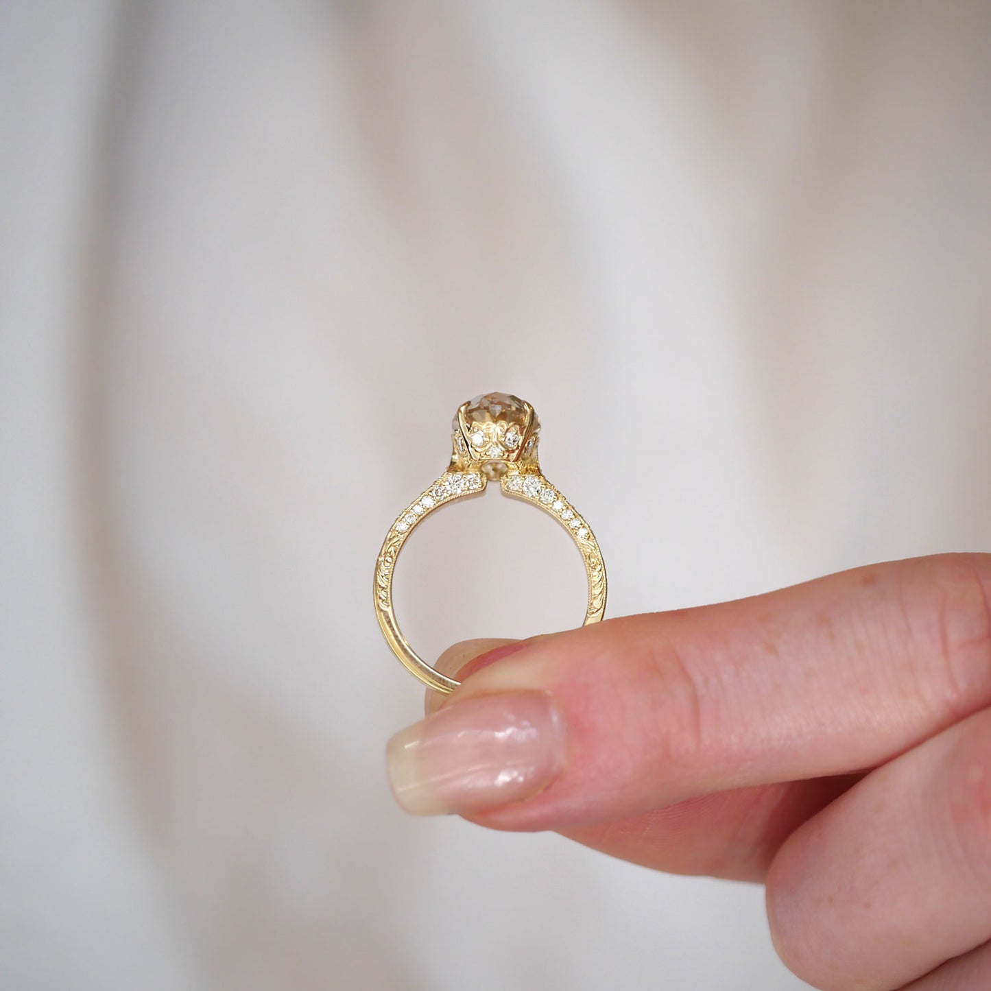 Starfall Champagne Old European Oval Diamond Ring