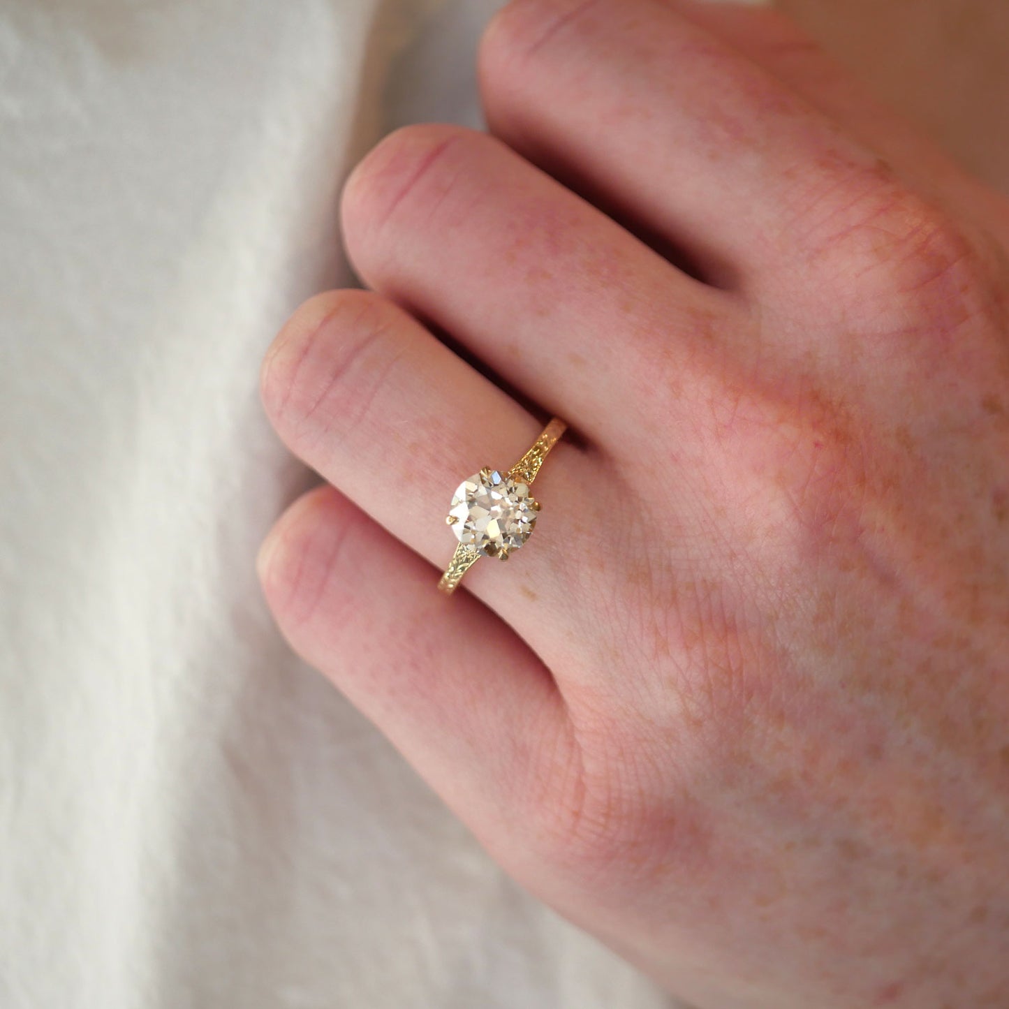Moonflower Round Champagne Diamond Ring