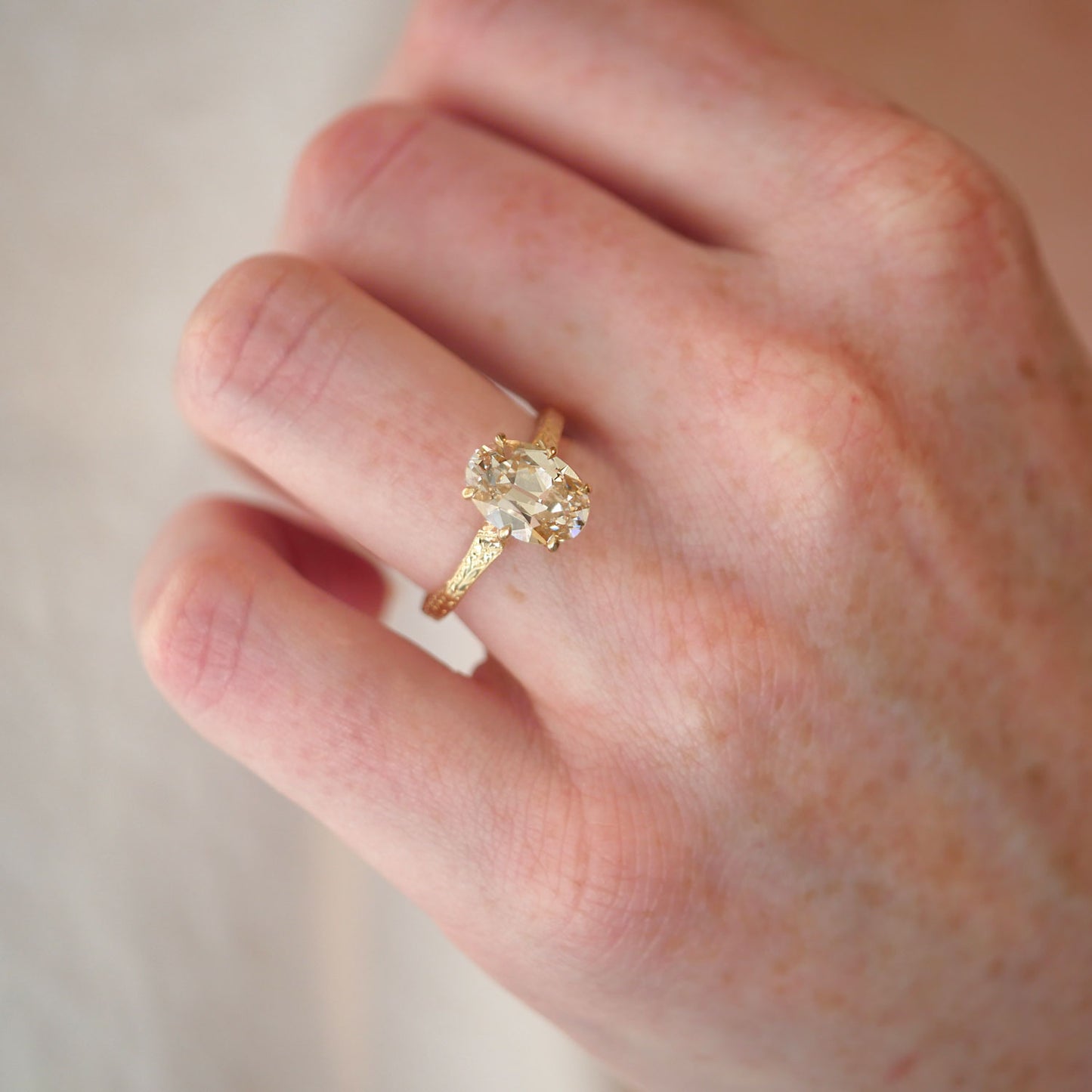 Moonflower Oval Champagne Diamond Ring