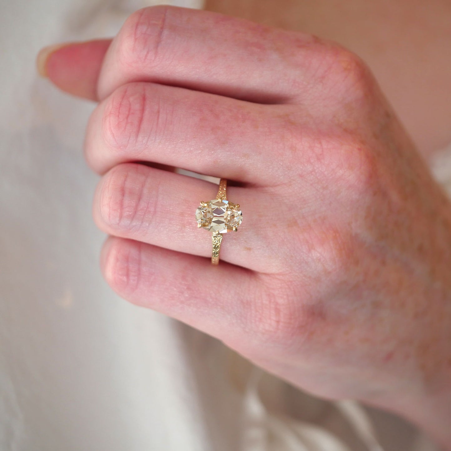Moonflower Oval Champagne Diamond Ring