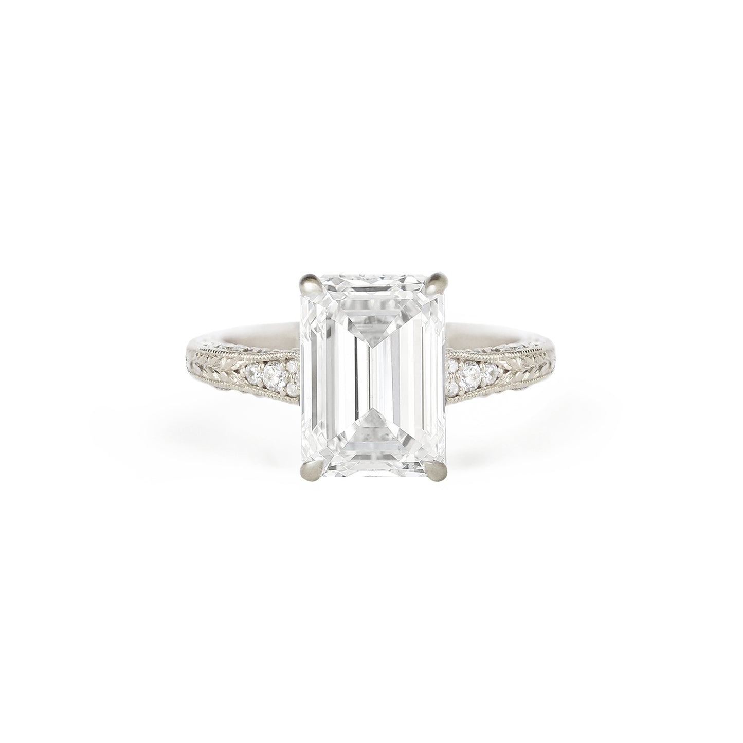 Plumeria Emerald Cut Diamond Ring