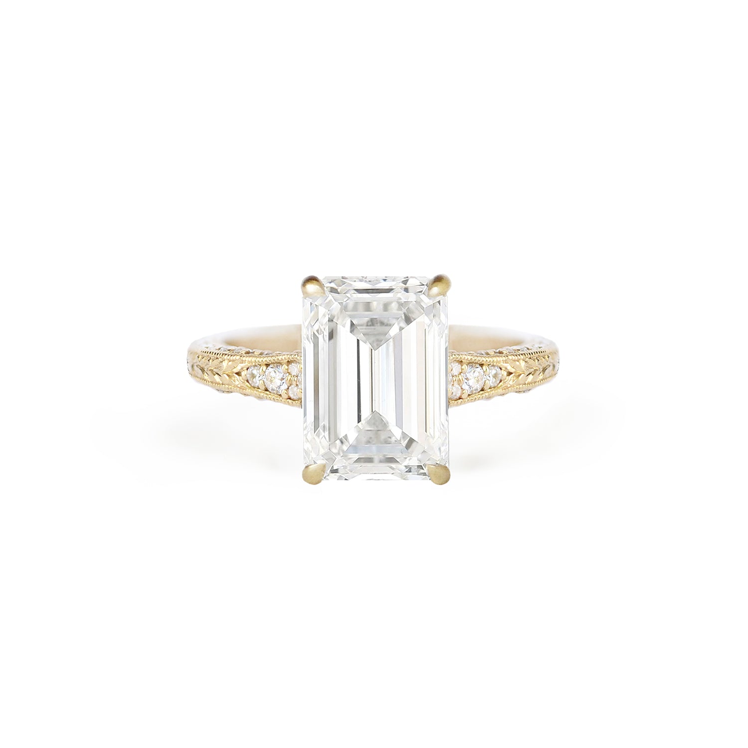 Plumeria Emerald Cut Diamond Ring