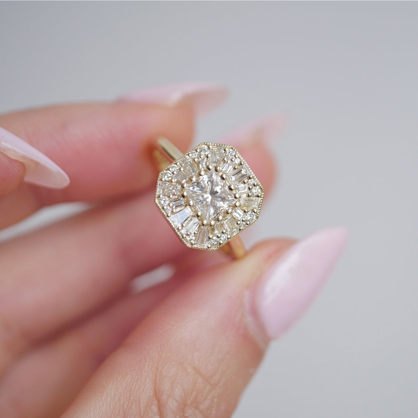 Custom Princess Cut Ballerina Mosaic Diamond Ring