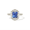 Radiant Blue Sapphire Deco Emerald Cut Diamond Mosaic Ring