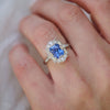 Radiant Blue Sapphire Deco Emerald Cut Diamond Mosaic Ring