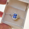 Radiant Blue Sapphire Deco Emerald Cut Diamond Mosaic Ring