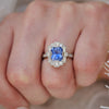 Radiant Blue Sapphire Deco Emerald Cut Diamond Mosaic Ring