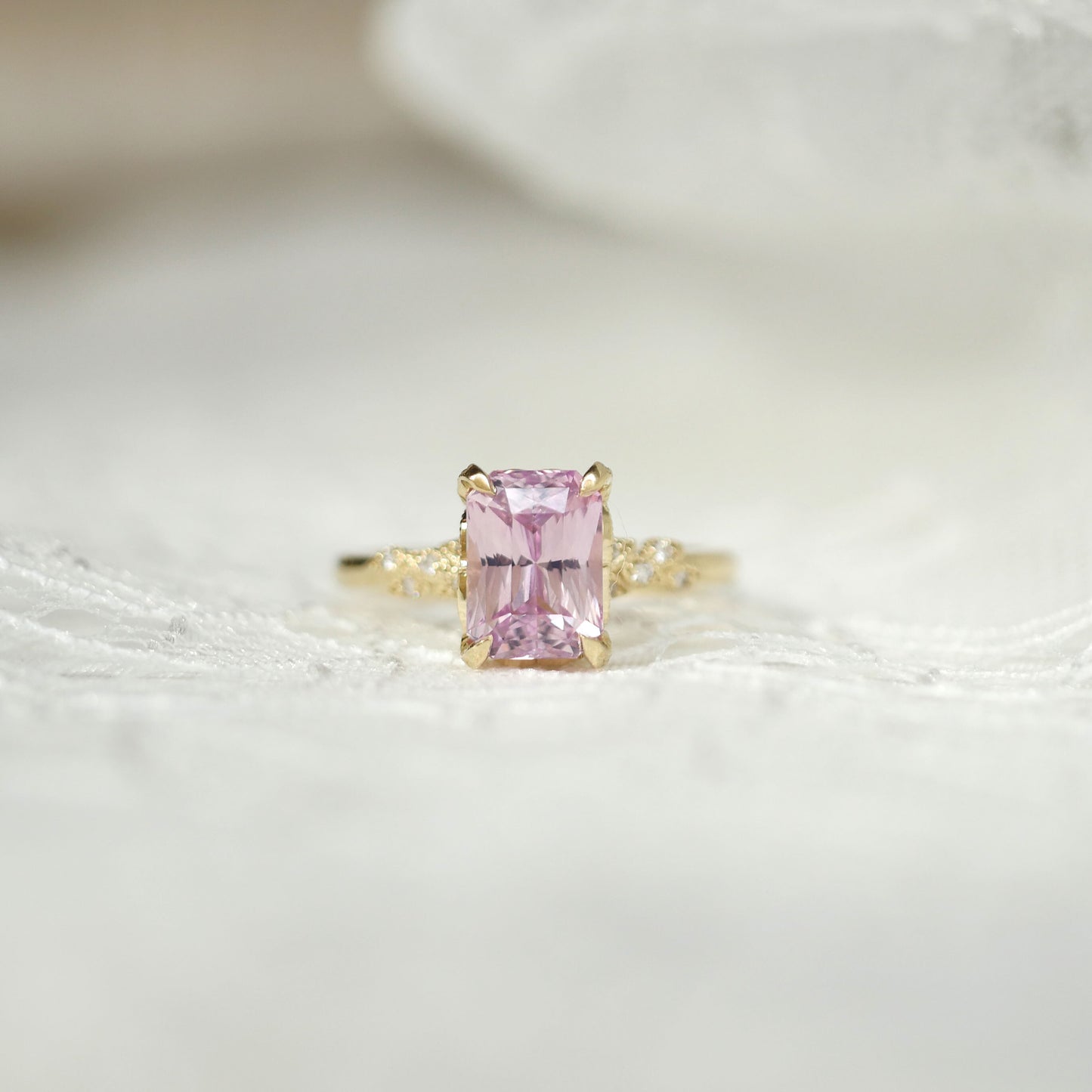 Radiant Pink Sapphire Wild Vine Diamond Ring