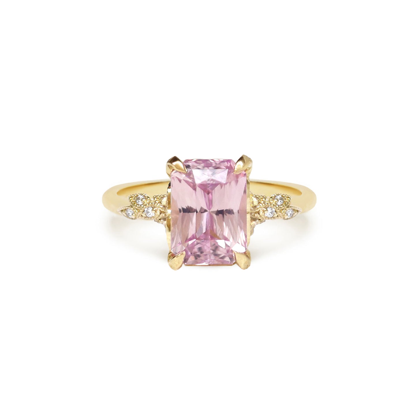 Radiant Pink Sapphire Wild Vine Diamond Ring