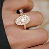 Custom Rose Gold Oval Shape Marquise and Round Brilliant Cut Diamond Mosaic Ring