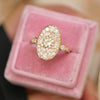 Custom Rose Gold Oval Shape Marquise and Round Brilliant Cut Diamond Mosaic Ring