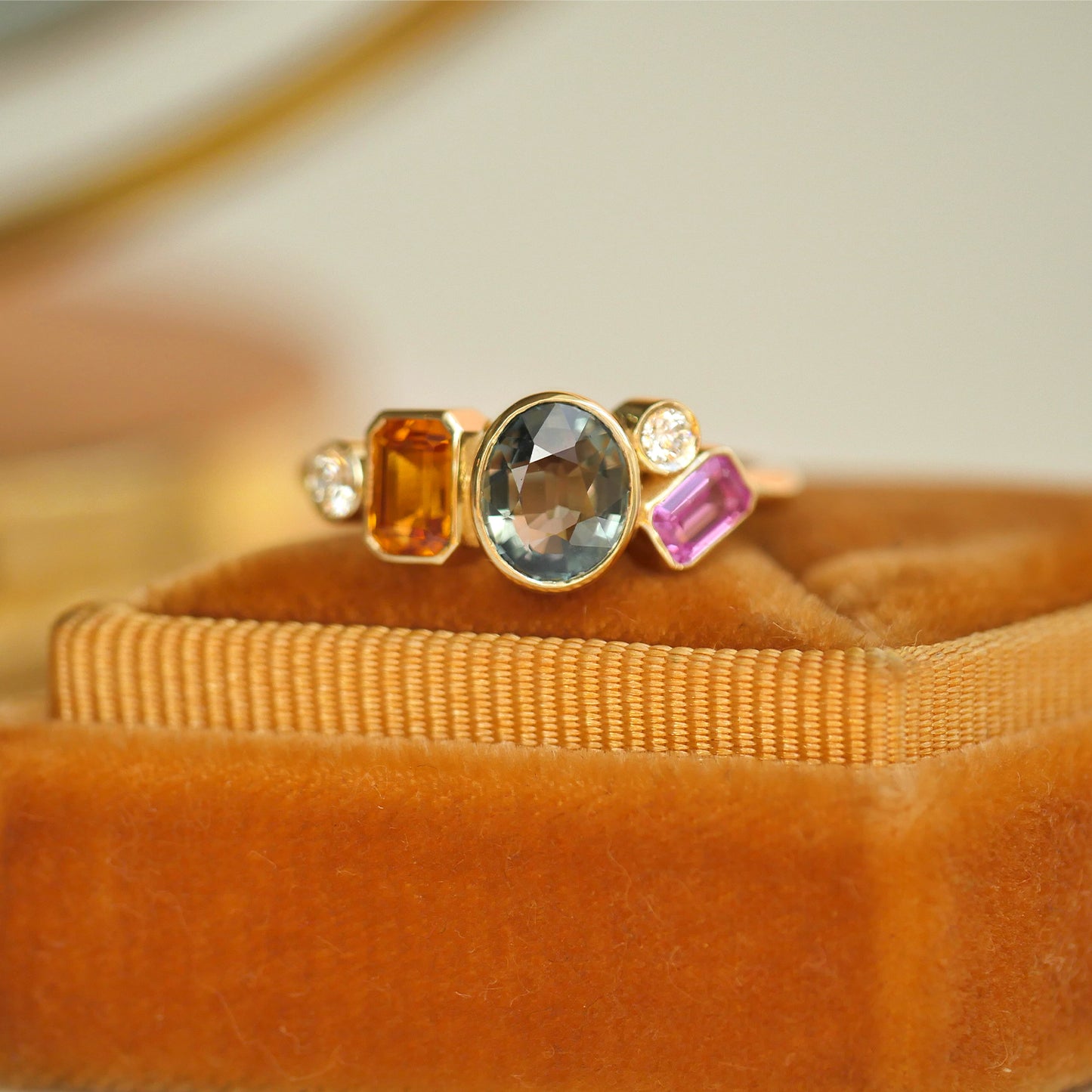 Custom Sapphire Cluster Ring