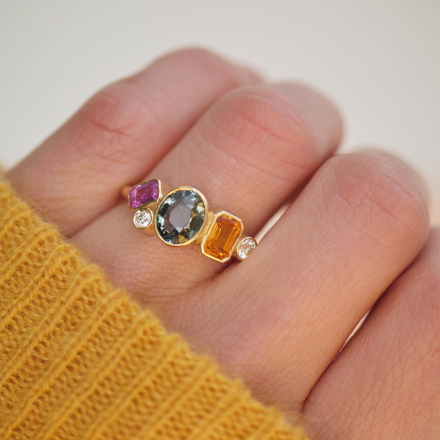 Custom Sapphire Cluster Ring