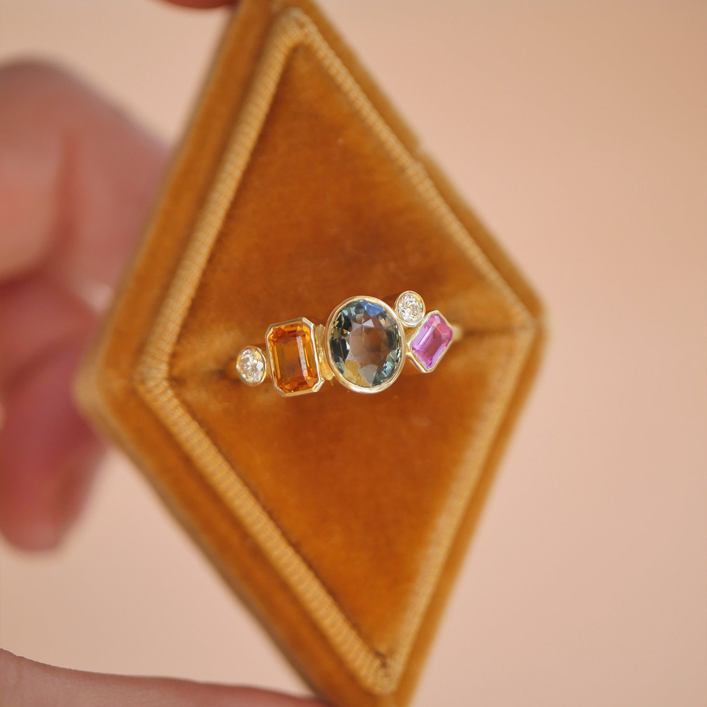 Custom Sapphire Cluster Ring