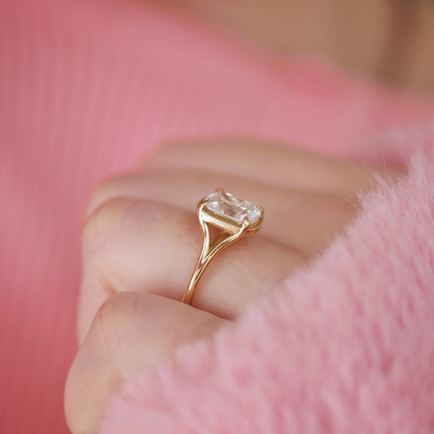 Split Shank Elongated Antique Cushion Cut Solitaire