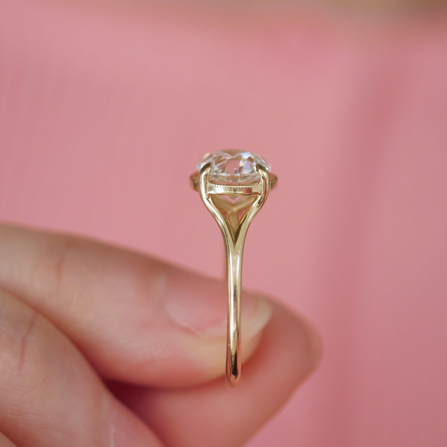 Split Shank Old European Cut Diamond Solitaire