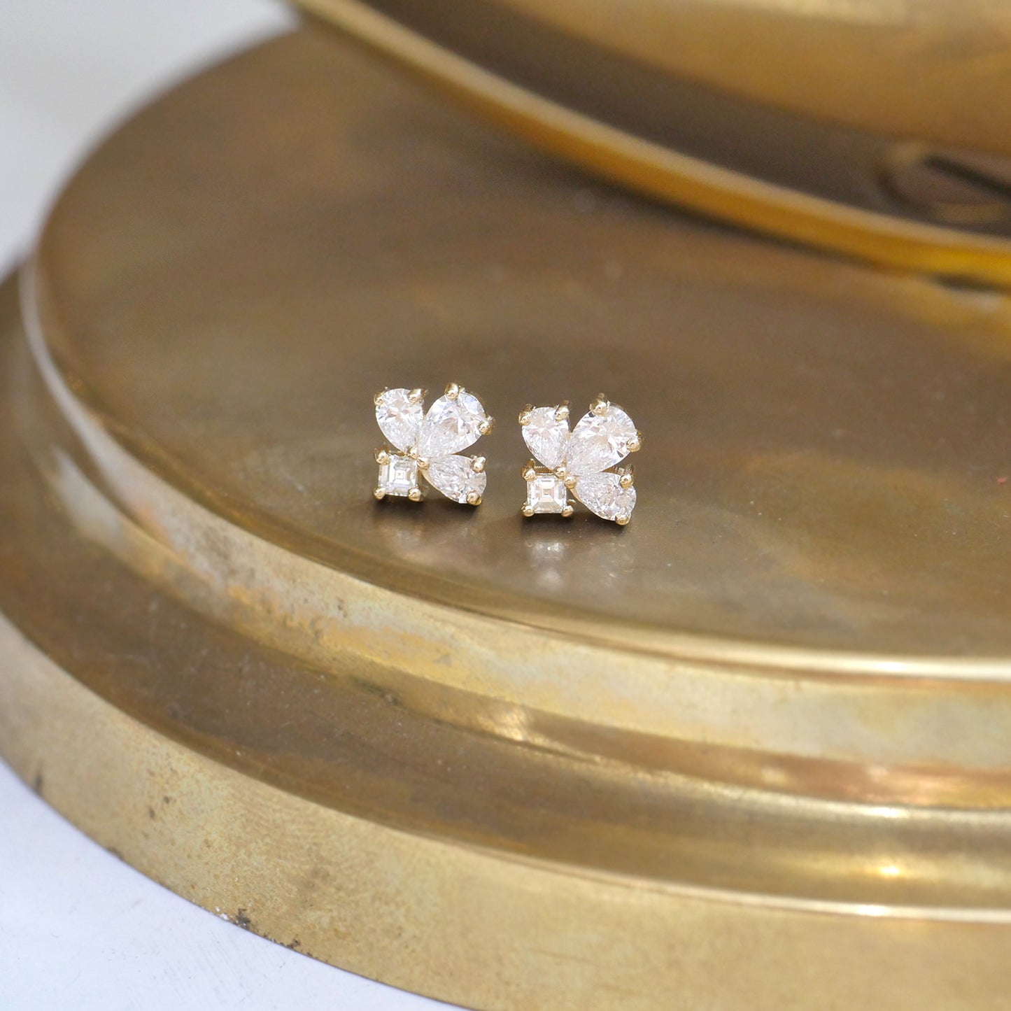 Deco Petal Diamond Stud Earrings