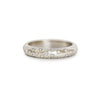 14k white ring with engraved stars and diamonds