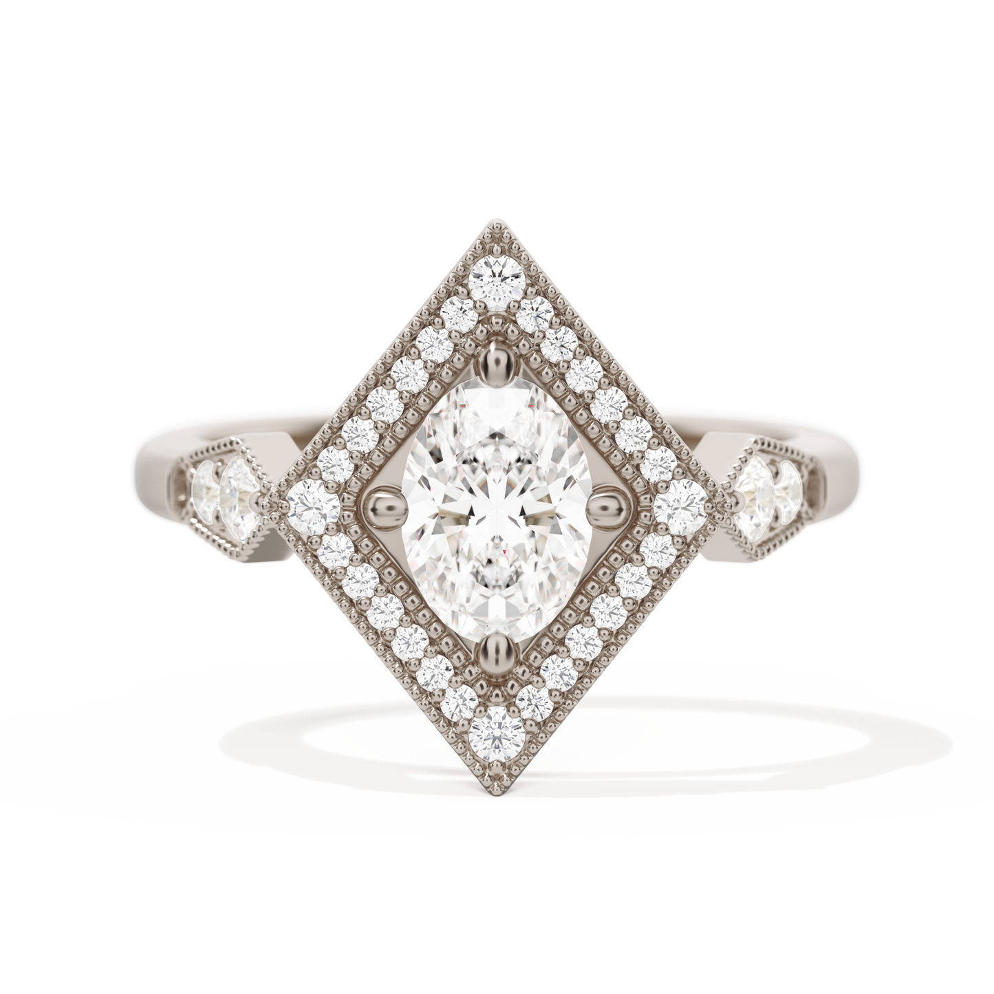 Diamond Shape Halo Oval
