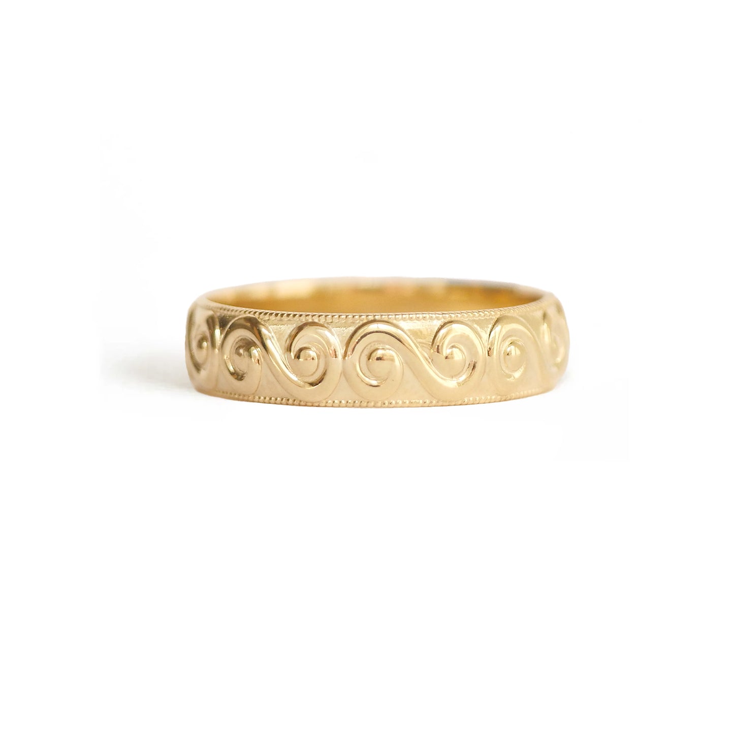 14k yellow gold wind spiral wedding band