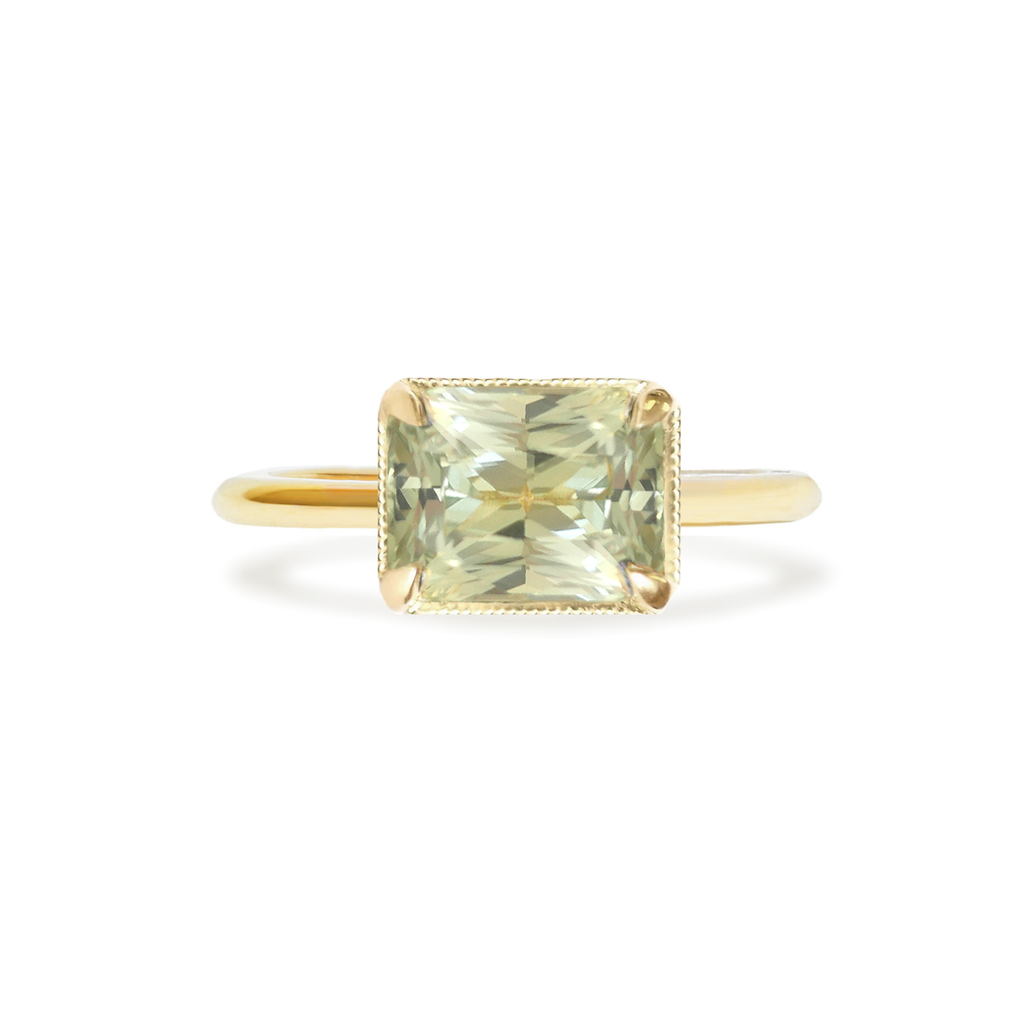 Split Shank Sage Green Radiant Sapphire Solitaire
