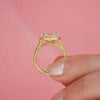 Custom East West Oval Diamond Ring w/ Milgrain Border & Hand Engraved Basket