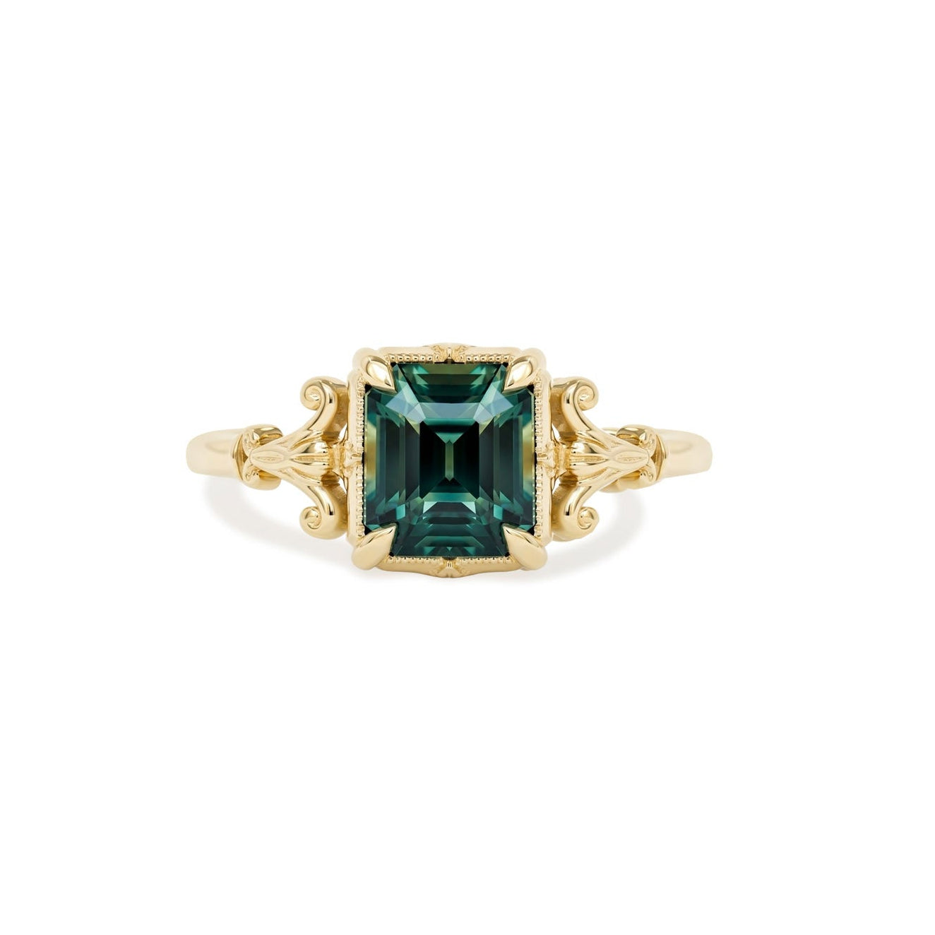 Custom Victorian Inspired Green Sapphire Engagement Ring