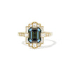 Teal Sapphire Deco Emerald Cut Diamond Mosaic Ring