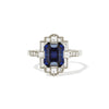 Ceylon Sapphire Deco Emerald Cut Diamond Mosaic Ring