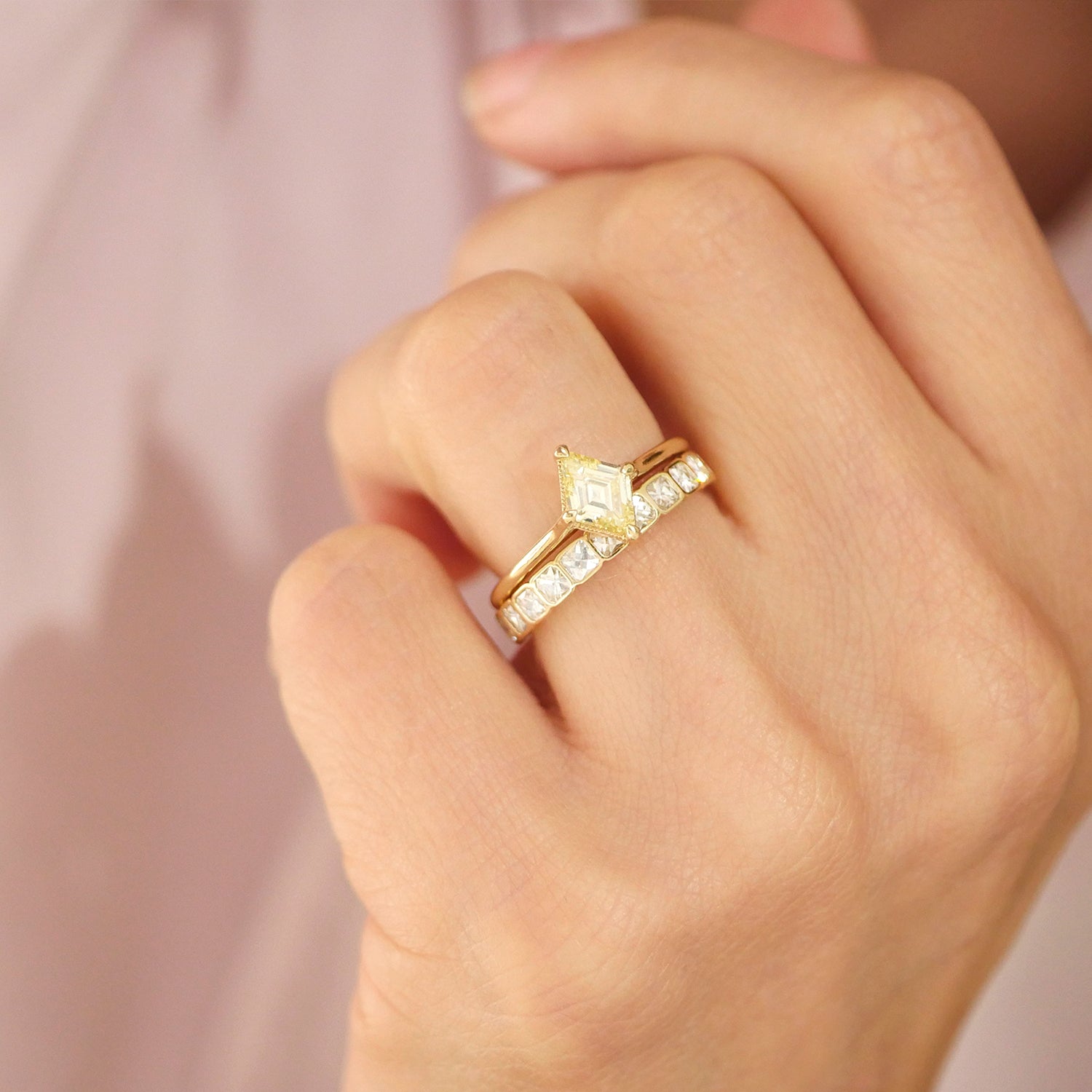 The French Cut Diamond Bezel Band features diamonds that are precisely cut to enhance their brilliance, offering a luxurious yet understated style.