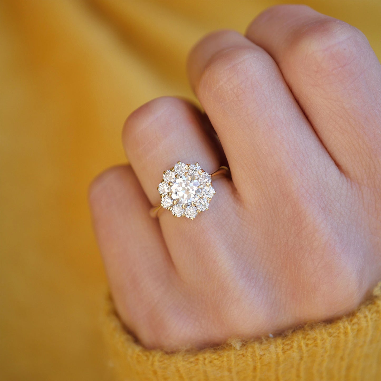 Old European Cut Diamond Cluster Ring