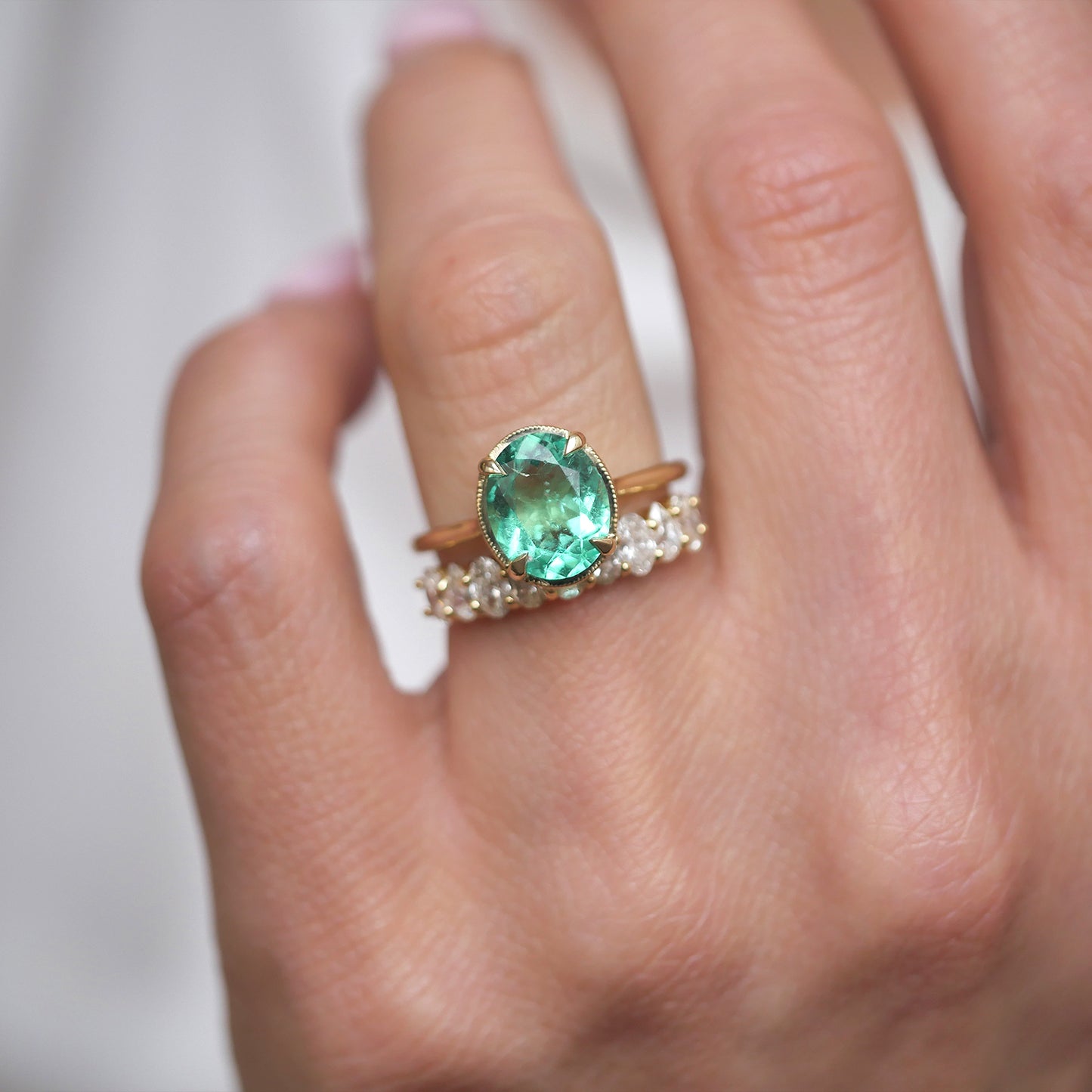 Mint Emerald Oval Solitaire