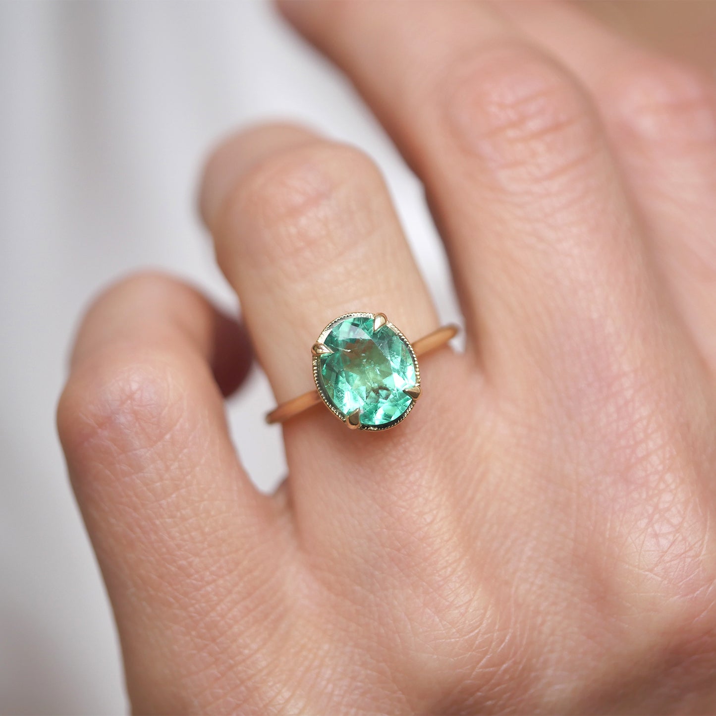 Mint Emerald Oval Solitaire