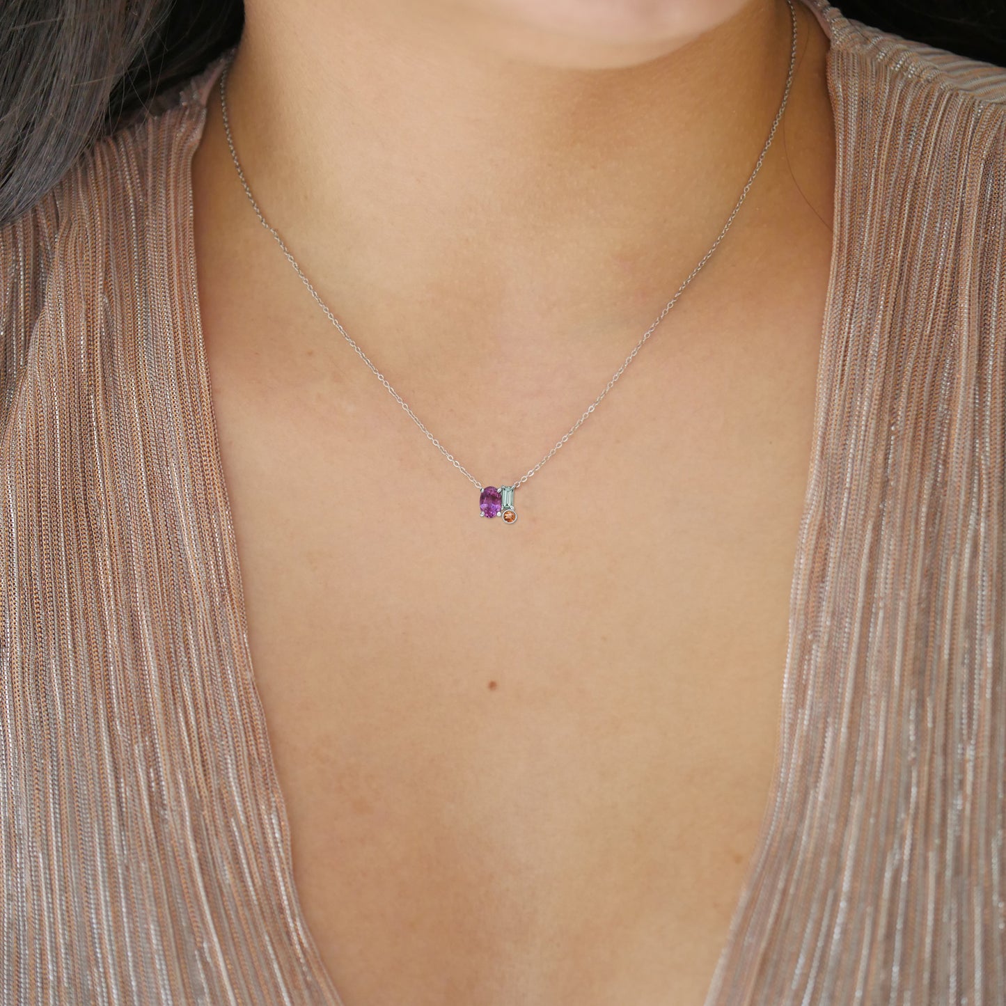 Pink Sapphire Confetti Pendant