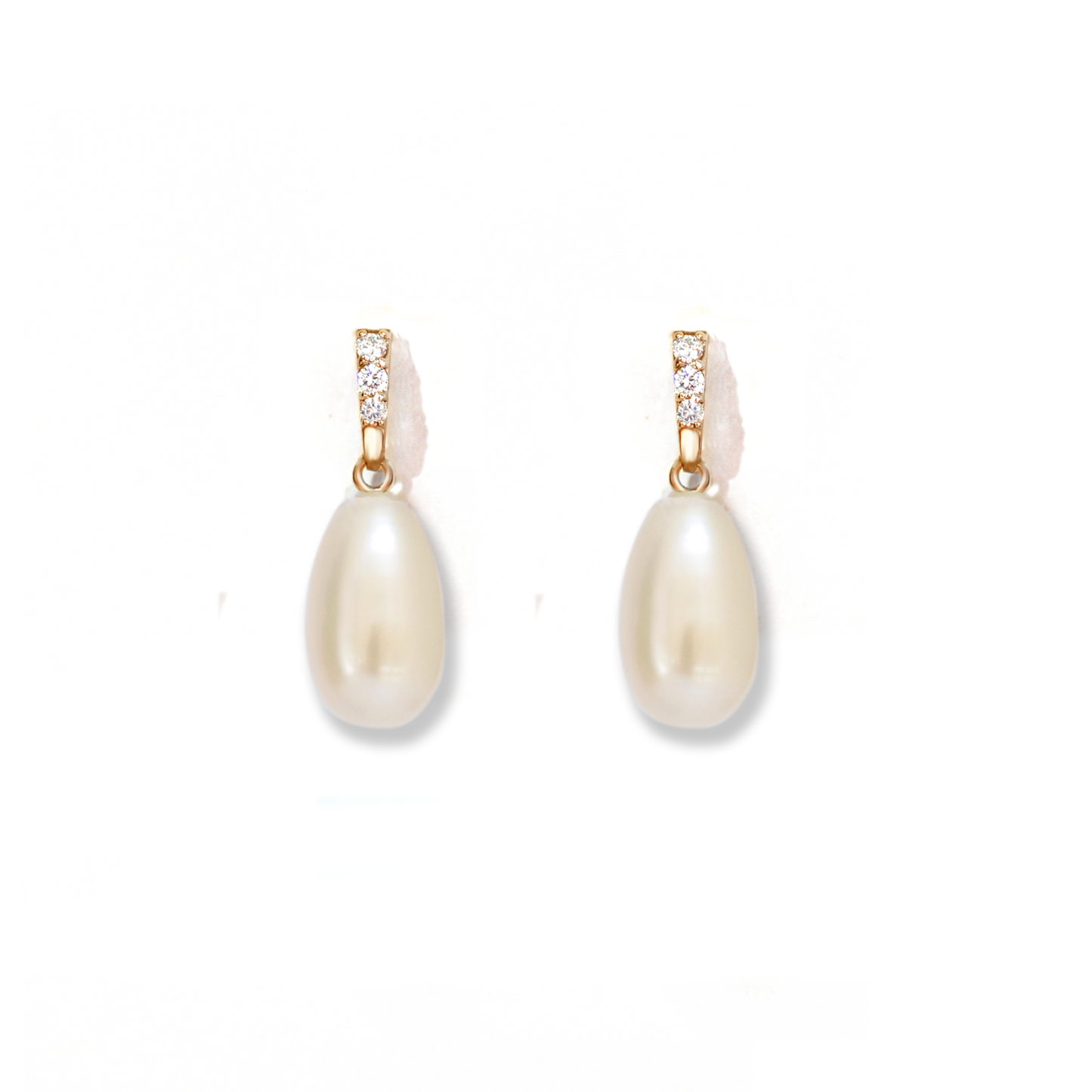 Pearl & Diamond Drop Earrings