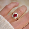 Vintage inspired ruby and diamond engagement ring.